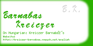 barnabas kreiczer business card